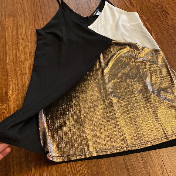 Venus Small Black/Cream/Bronze Spaghetti Strap Wrap Detail Dress - Picture 7 of 9